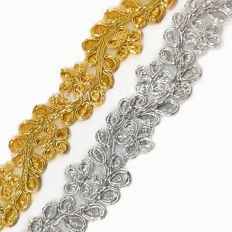 Telpes telas - Galón cristal termoadhesivo dorado 1cm