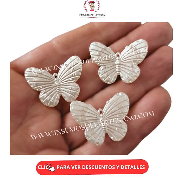 MARIPOSAS ACRILICO PERLADO SIMIL PERLA DE RIO (15 UNID) (-10% DESC CON TRANSF) - Imagen 2